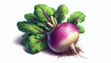 Beetroot with leaves on a white background. Vector illustration.