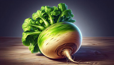 Digital illustration of turnip in colour background with vignette effectの写真素材
