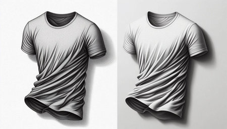 T-shirt mockup template, front and back view, 3D rendering