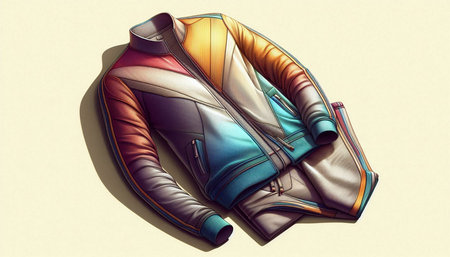 Colorful sport jacket isolated on white background. 3D illustration.