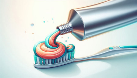 Toothbrush and toothpaste on white background. 3d illustration