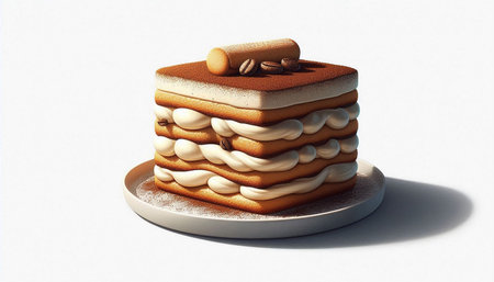 3d rendering of a cake on a white background with a shadow