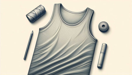 Top view of blank t-shirt mockup, 3D renderingの写真素材