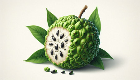 Custard apple on a white background. 3d illustration.