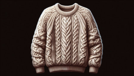 Warm knitted sweater on a black background. 3d rendering