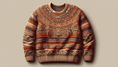 Knitted woolen sweater with a pattern in the form of a circle.