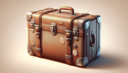 Suitcase on the beige background. 3D illustration.