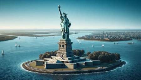 Statue of Liberty in New York City. 3D Rendering
