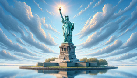 The Statue of Liberty in New York City, USA. 3D renderingの写真素材