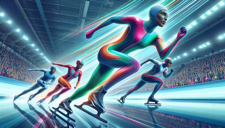 Figure skating competition in a sports arena. 3D rendering. Toned image.の写真素材