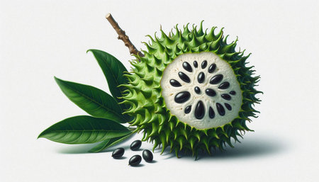 Soursop fruit isolated on white background, clipping path included.