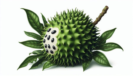 Soursop fruit isolated on white background. 3D illustration.