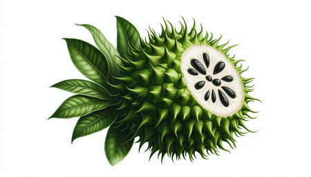 Soursop fruit isolated on white background. 3D illustration.