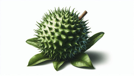 Durian fruit isolated on white background with clipping path. Durian is the king of fruits.