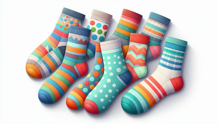 Colorful socks isolated on white background. Vector illustration. Eps 10