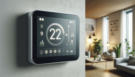 Smart home control panel with alarm system on screen. Technology concept. 3D Rendering