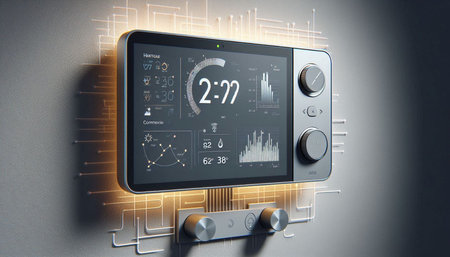 Digital composite of HUD interface against white background with vignette 3d