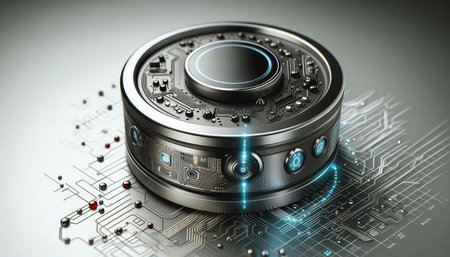 Circuit board with electronic components close-up. 3D rendering
