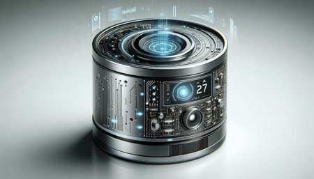 3D rendering of a futuristic HUD object on a white background.