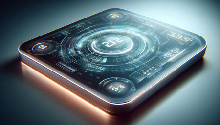 Futuristic digital touch user interface. 3d rendering toned image