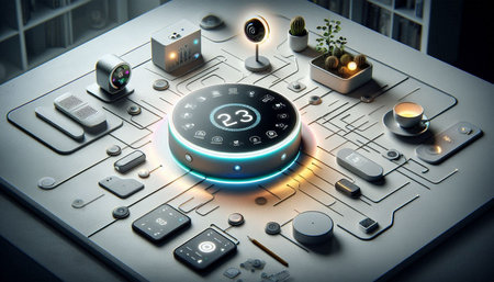 Futuristic control panel with integrated circuit on it. 3d rendering