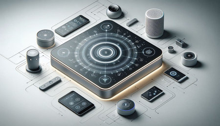 Highly rendering of a smart speaker on white background. 3d illustration.