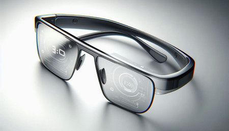 Men's sunglasses with transparent glasses on a gray background. 3d render
