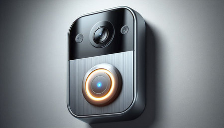 A closeup shot of a camera on a wall - 3D render