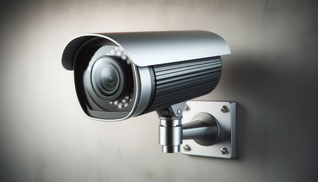 CCTV security camera on the wall. 3d render illustration.