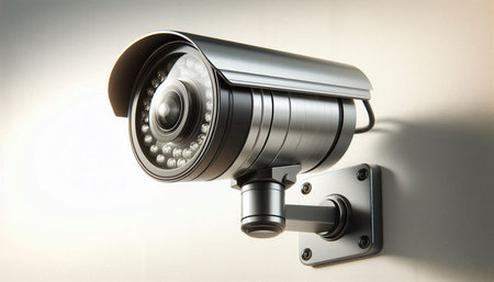 CCTV security camera on the wall. 3d rendering image.