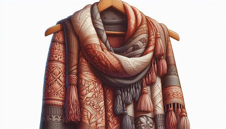 Warm winter scarf isolated on white background. Clipping path included.