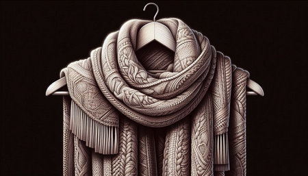 3d illustration of a shawl with a pattern on a black background