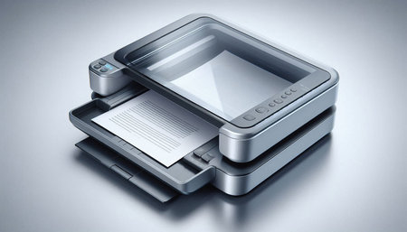 3d rendering of a modern laser printer on a gray background.