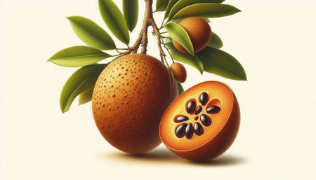 Santol fruit on the branch with leaves. Vector illustration.の写真素材