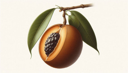 Sapodilla fruit on white background, 3d illustration.