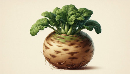 Celery in a vase on a beige background.
