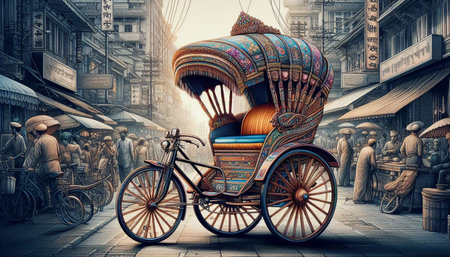 Rickshaw in Bangkok,Thailand.Vintage style.