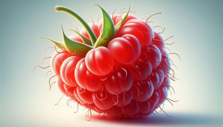 Ripe raspberry on a white background. 3D illustration. Vintage style.