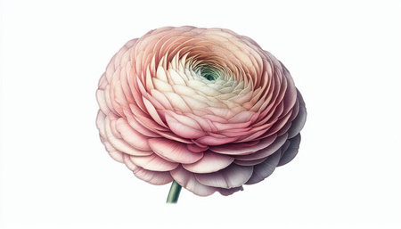 Pink ranunculus flower isolated on white background. 3D illustration