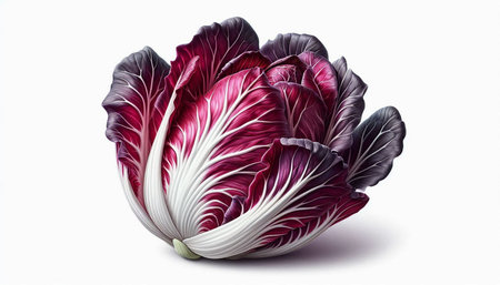 Red radicchio isolated on white background. Clipping path included.の写真素材
