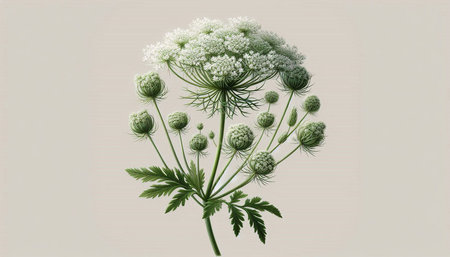 Flowering dill on a white background, 3d render