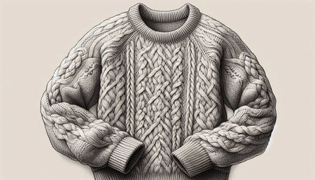 Knitted sweater with a pattern of twine. Vector illustration.の写真素材