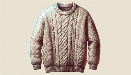 Warm knitted sweater for winter or autumn. Vector illustration.