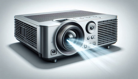 Projector on a white background. 3D illustration. 3D CG. High resolution.