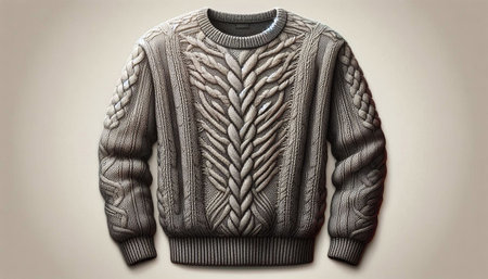 Woolen knitted sweater with a pattern on a beige background