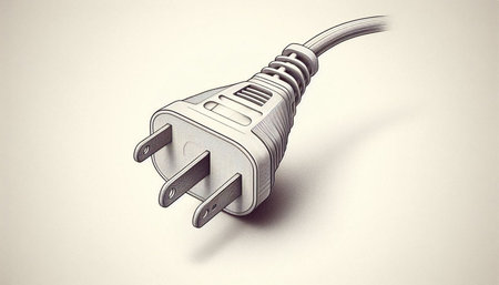 Electric plug on a white background. 3D illustration. Vintage style.