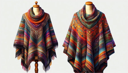 Warm multicolored shawl on a mannequin