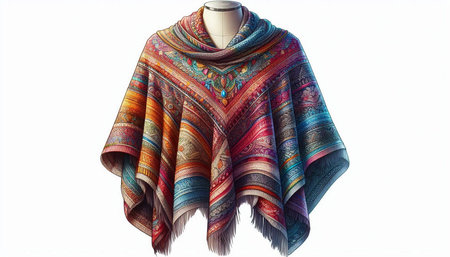 Colorful shawl on mannequin isolated on white background