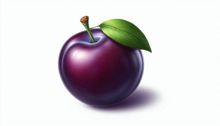 Plum isolated on white background. Vector illustration. Eps 10.の写真素材
