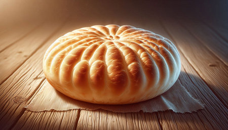 Bread on a wooden table. Close-up. Toned.
